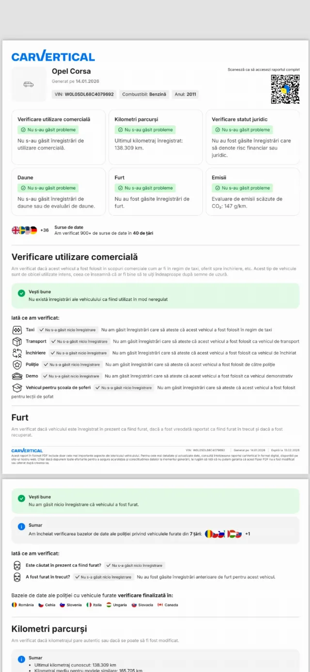 Opel Corsa D, 1.4 MPI benzină 100CP, cutie Automată – 140.000 reali (dețin raport CARVERTICAL) – fotografia 3 din 8