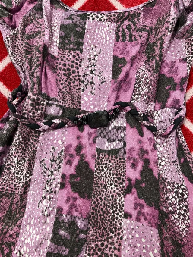 Rochie mov cu imprimeu patchwork GUARA, S/36 – fotografia 5 din 5