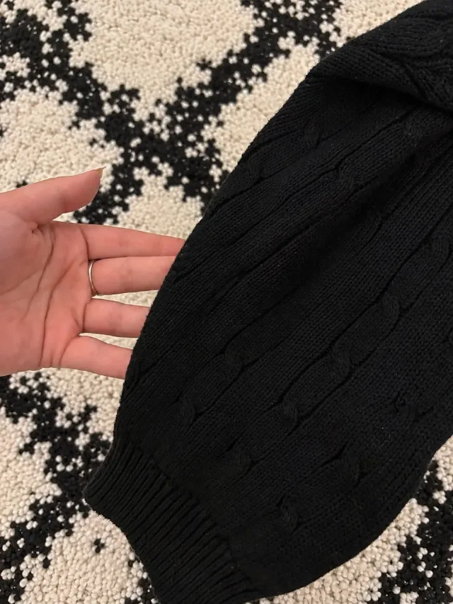 Pulover negru tricotat din bumbac – mărimea L – fotografia 5 din 5