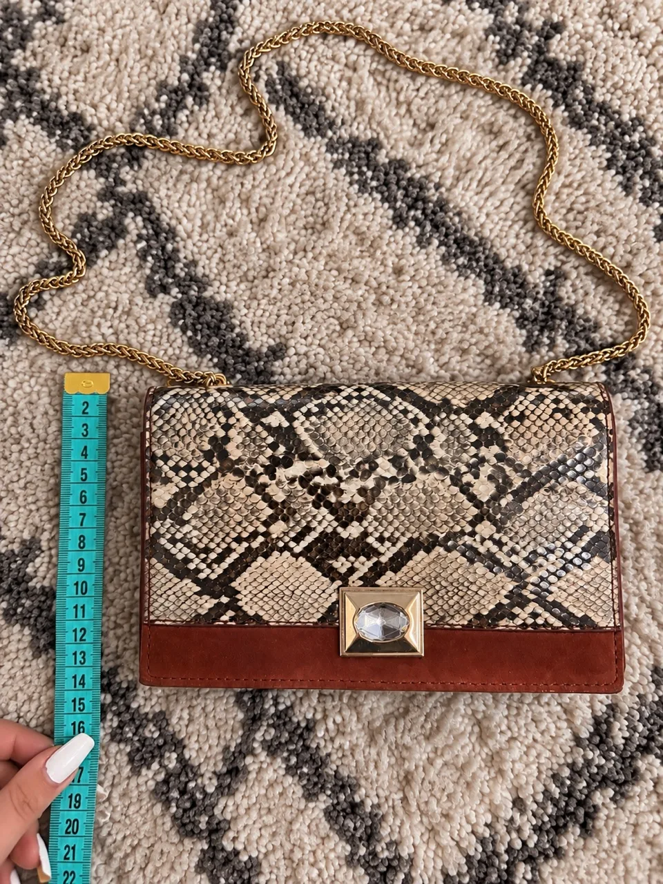 Poșetă de umăr Zara cu imprimeu snake – bordo/maro – Constanta, Constanța