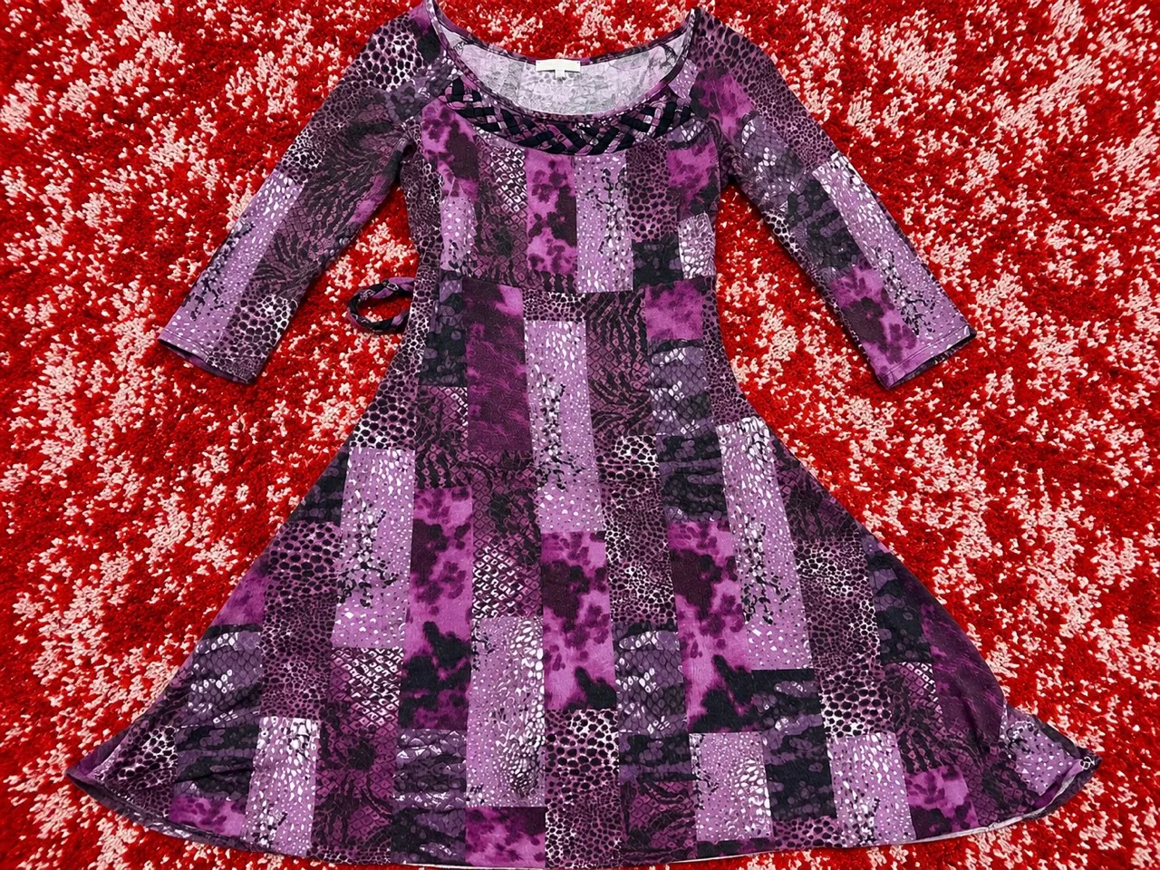 Rochie mov cu imprimeu patchwork GUARA, S/36 – Constanta, Constanța