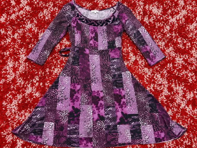 Rochie mov cu imprimeu patchwork GUARA, S/36 – fotografia 1 din 5