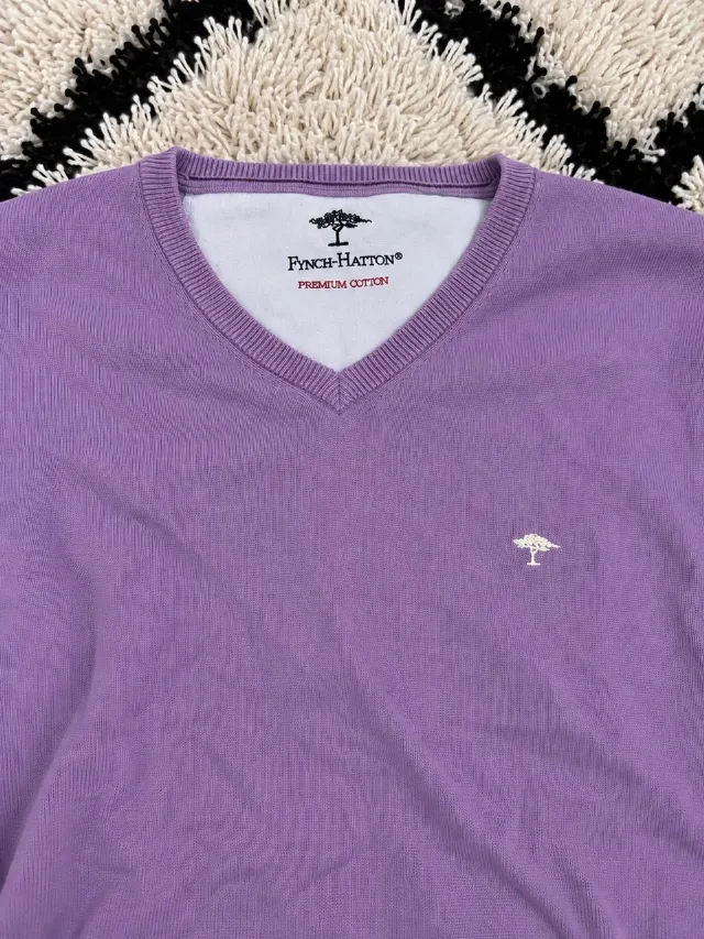 Pulover Fynch-Hatton mov/lila din bumbac Premium Cotton – L – fotografia 2 din 3