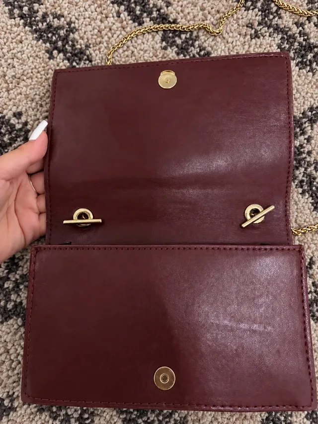 Poșetă de umăr Zara cu imprimeu snake – bordo/maro – fotografia 4 din 8