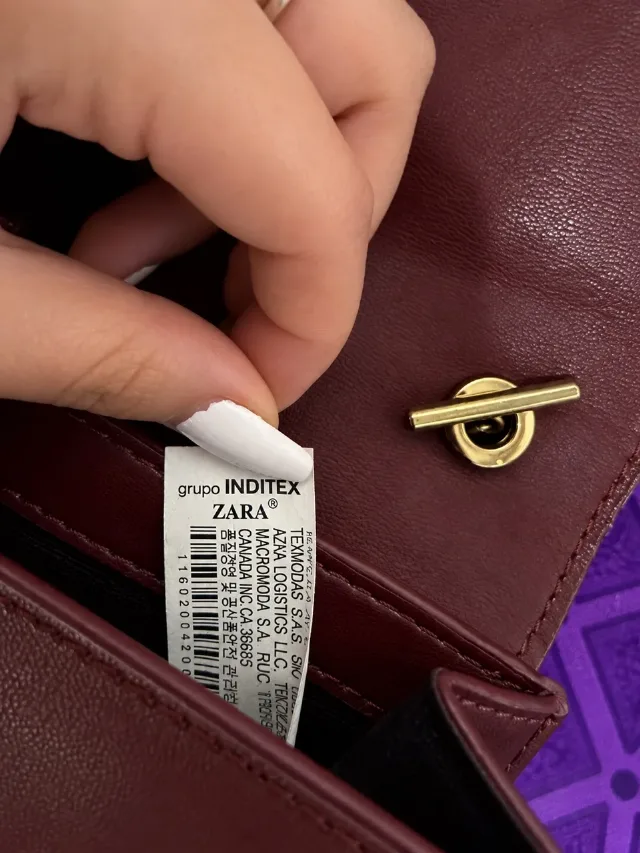 Poșetă de umăr Zara cu imprimeu snake – bordo/maro – fotografia 6 din 8