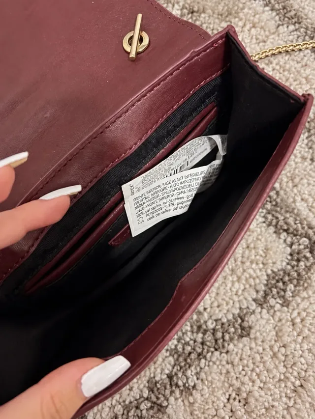 Poșetă de umăr Zara cu imprimeu snake – bordo/maro – fotografia 5 din 8