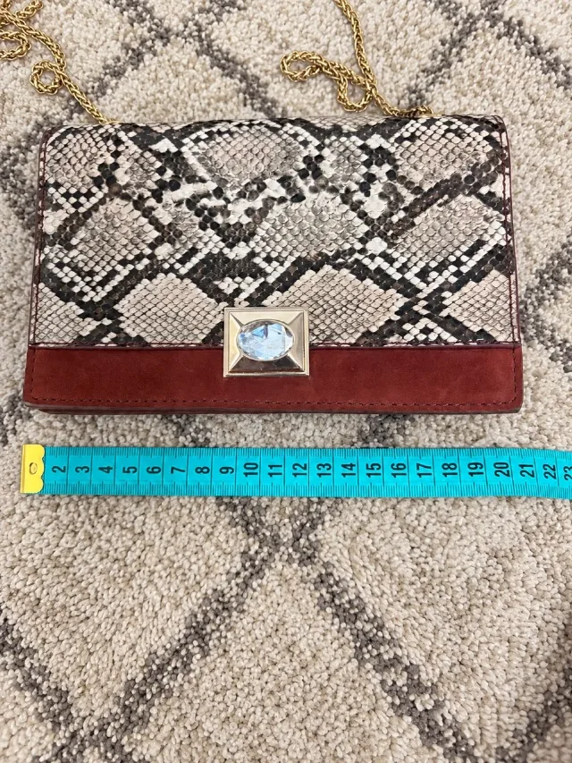 Poșetă de umăr Zara cu imprimeu snake – bordo/maro – fotografia 8 din 8