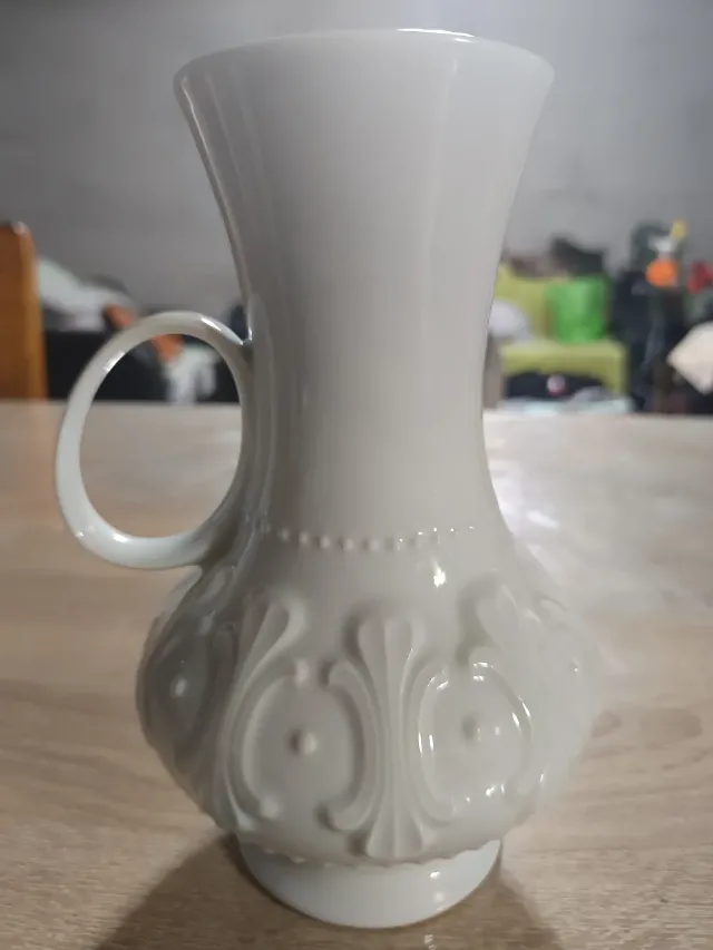 Vază / Cană decorativă vintage porțelan alb Royal Porzellan Bavaria KPM Germany (Handarbeit) – 19 cm – fotografia 1 din 2