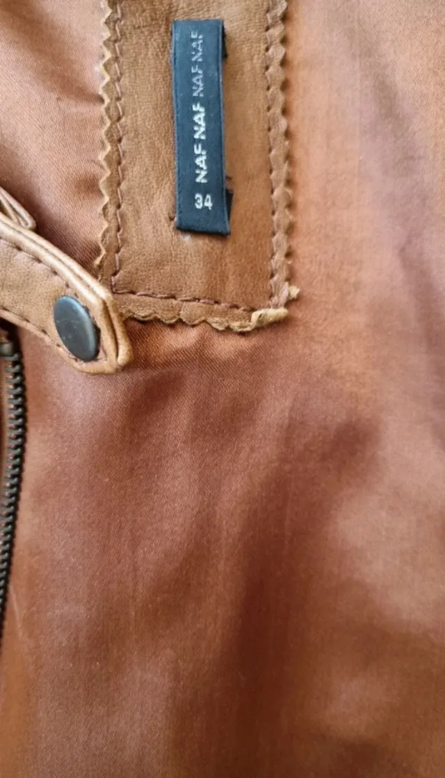 Geaca piele naturala , maron, marca NAF NAF,  marime 34, stare foarte buna6 – fotografia 5 din 5