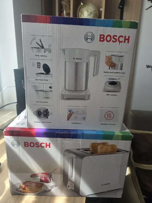 BOSCH Toaster si Fierbator de apa culoarea alba noi in cutie – fotografia 3 din 6