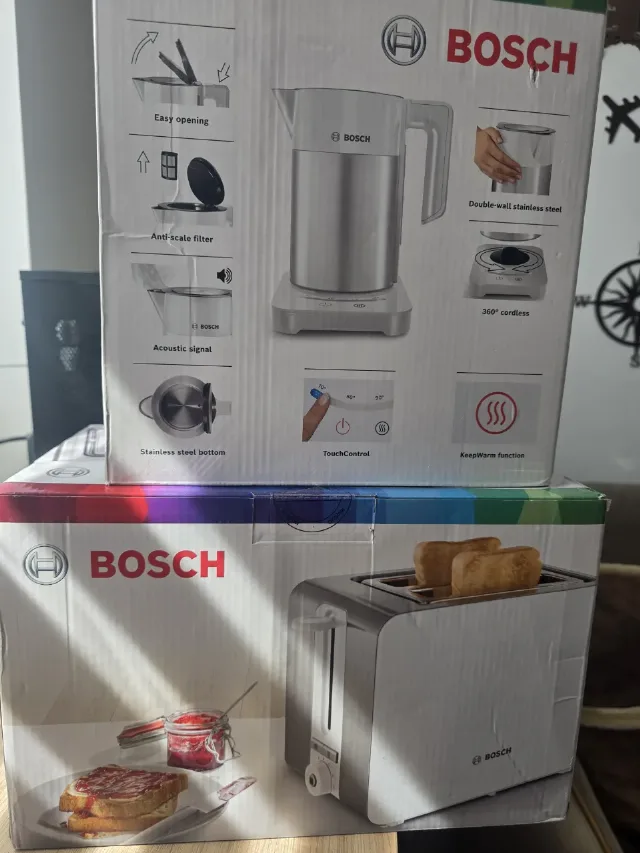 BOSCH Toaster si Fierbator de apa culoarea alba noi in cutie – fotografia 5 din 6