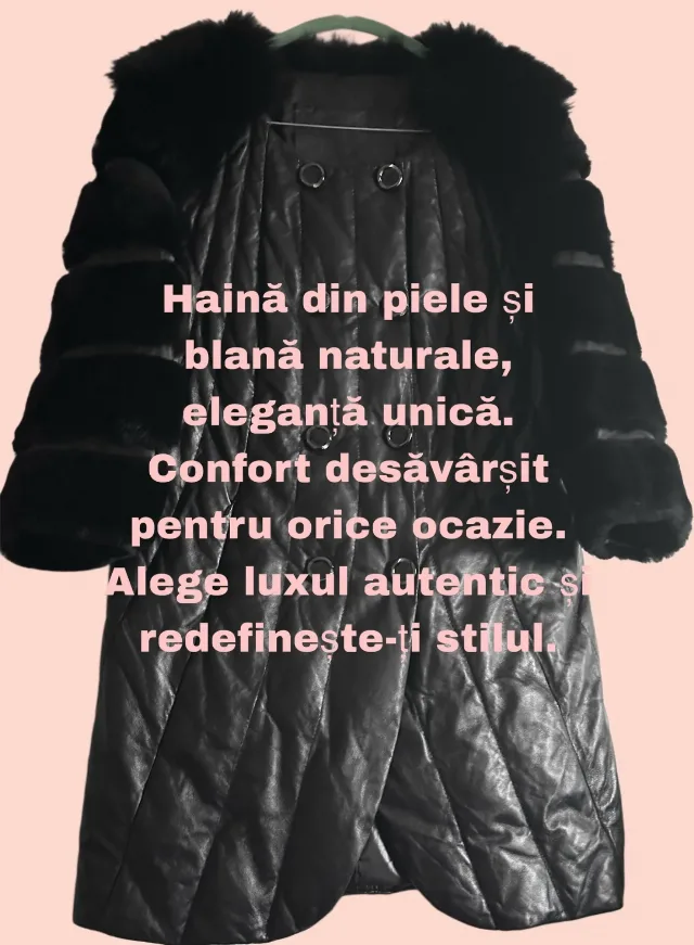 Haină din piele și blană naturală măsura S – fotografia 4 din 4
