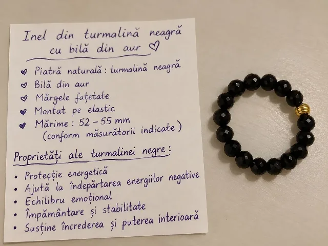 Inel cu pietre turmalină și bilă aur – fotografia 2 din 3