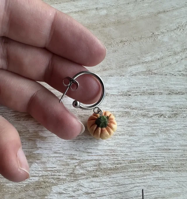 Cercei dovleac handmade – fotografia 3 din 8