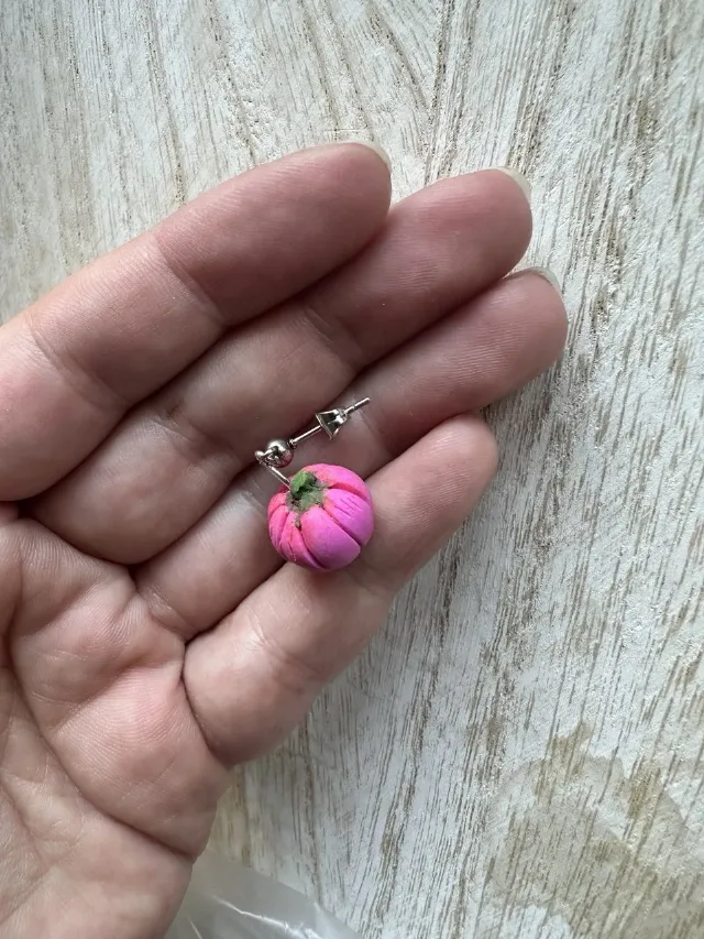 Cercei dovleac handmade – fotografia 5 din 8