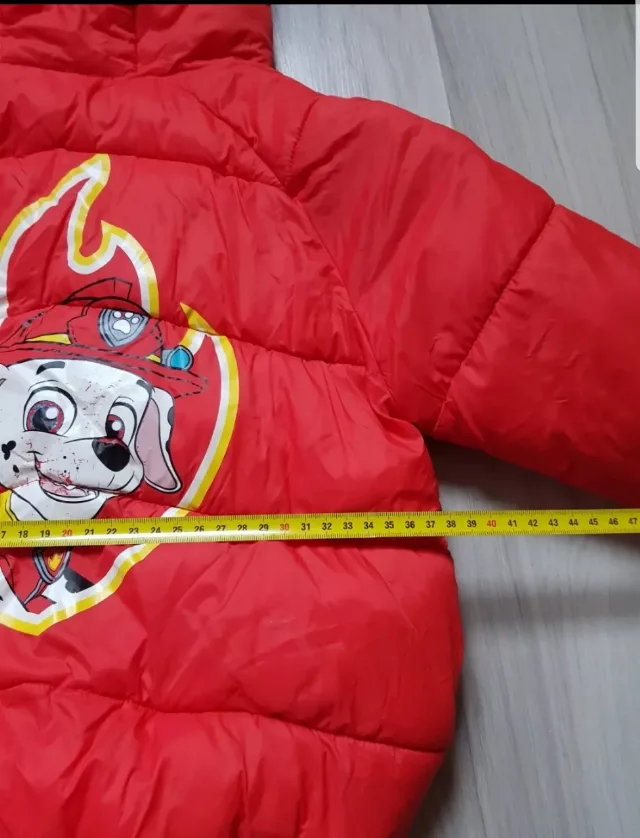 Geacă roșie cu puf / fâș Paw Patrol (Marshall) Sinsay 104 cm – fotografia 7 din 8