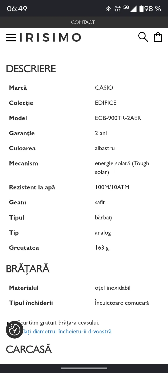 vand ceas Casio Edifice solar. – fotografia 8 din 8
