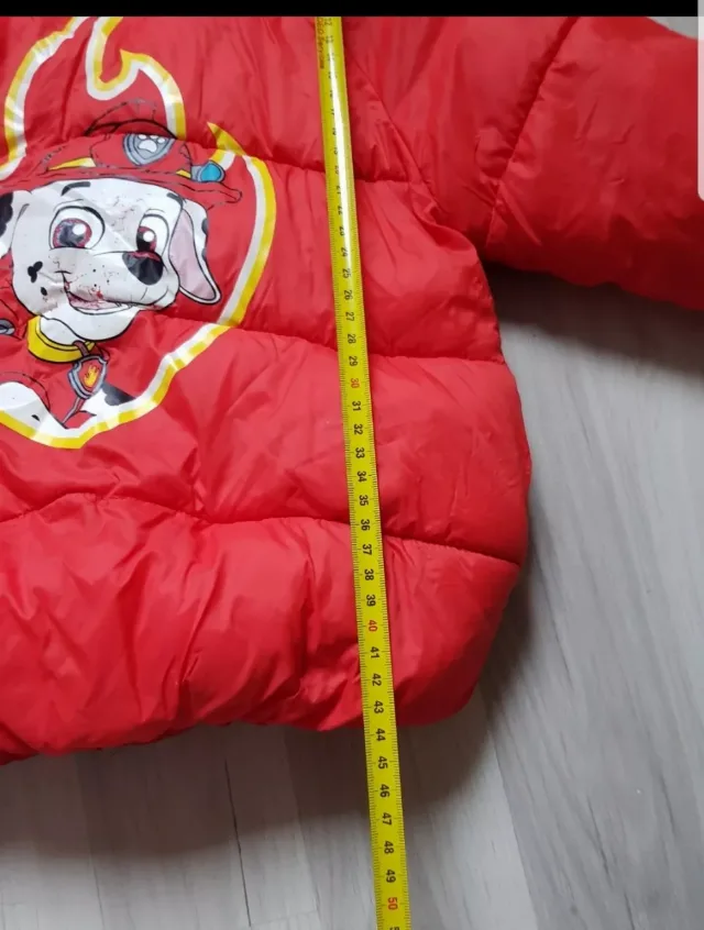 Geacă roșie cu puf / fâș Paw Patrol (Marshall) Sinsay 104 cm – fotografia 5 din 8