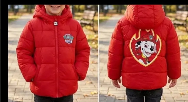 Geacă roșie cu puf / fâș Paw Patrol (Marshall) Sinsay 104 cm – fotografia 2 din 8