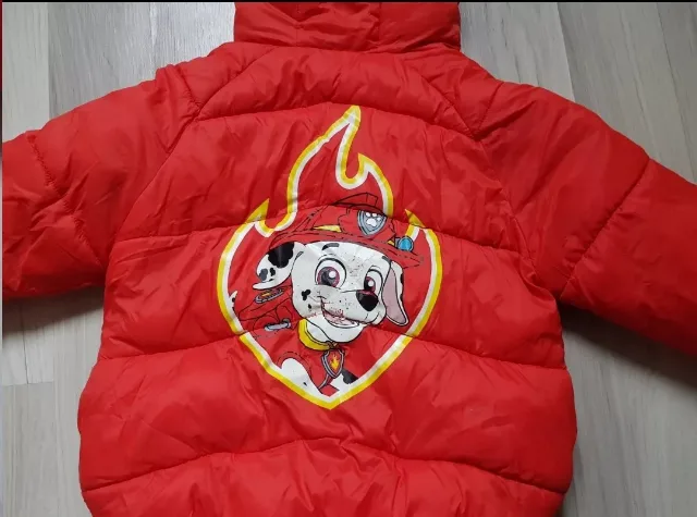 Geacă roșie cu puf / fâș Paw Patrol (Marshall) Sinsay 104 cm – fotografia 6 din 8